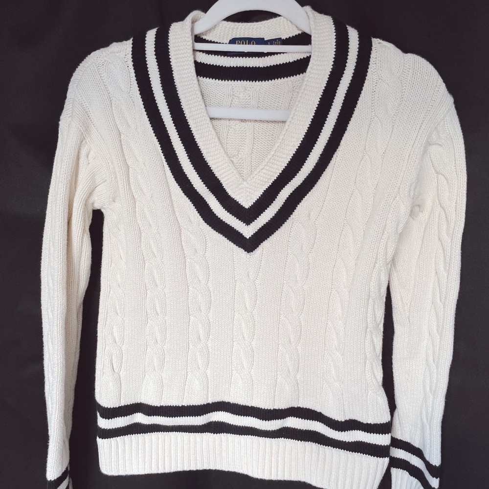 Polo Ralph Lauren V-neck Cable-knit Sweater Size S